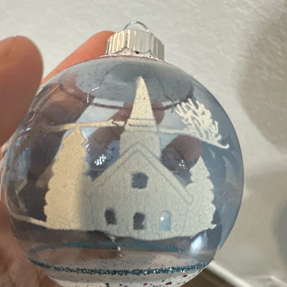 Christopher Radko Winter Sleigh Stencil Glass Shiny Brite Christmas Ornament
